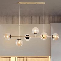 Lustre LED moderne scandinave nordique à plusieurs têtes, 6 lumières, boule de verre transparente, fer, salon, salle à manger, chambre à coucher, décoration intérieure