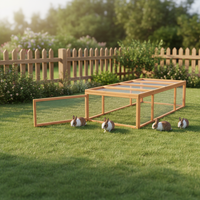 Grande maison pour animaux de compagnie en bois massif avec enclos de course, nichoir de luxe écologique pour lapins avec plateau amovible et rampe pour jardin