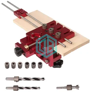 3 trong 1 có thể điều chỉnh dowelling Jig Túi lỗ Jig đồ nội thất kết nối nhanh Chế biến gỗ khoan hướng dẫn đấm định vị bản lề Jig công cụ