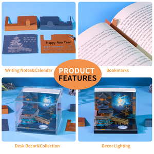 Calendrier 3D créatif, design de bâtiment ancien, <span class=keywords><strong>bloc</strong></span>-notes en papier découpé au laser avec lumière, ornement de bureau, notes autocollantes DIY - Product Image 5