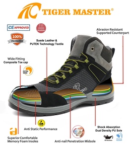 Chaussures de sécurité PUTEK Textile High Cut Tiger Master antidérapantes, avec embout en fibre de verre, anti-perforation, sans métal, style sport, pour hommes - Product Image 5