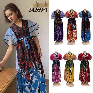 ชุดเดรสแฟชั่นฤดูร้อนปี 2026 สำหรับ<span class=keywords><strong>ผู้หญิง</strong></span> ดีไซน์หรูหราและลำลอง ลายพิมพ์ คอเหลี่ยม แขนสั้น ขายส่ง - Product Image 5