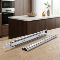 Glissières de tiroir silencieuses réglables en acier laminé à froid de 45 mm, robustes, pour cuisine, chambre, salle de sport, meubles d'extérieur et rangement - Complètes