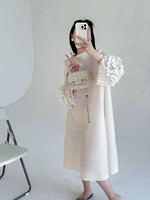 Robe plissée personnalisée de qualité supérieure, nouvelle collection automne, à manches longues, bordure volantée, très élastique, vente en gros