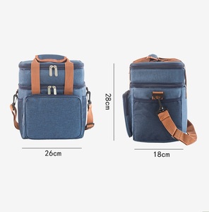 Hot Selling Portable Two <b>Compartment</b> Insulated Lunch <b>Bag</b> Leakproof PEVA Thermal Cooler <b>Bag</b> With Shoulder Strap - Product Image 6