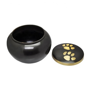 Black Eco-Friendly Durable Pet Cremation <b>Urn</b> with Gold Paw Print Design for Dog & <b>Cat</b> Ashes Memorial Vessel - Product Image 3