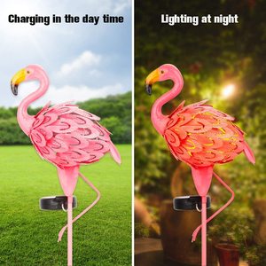 Lámpara Solar de Jardín con Forma de Flamenco, LED, Metálica, Decoración para Exteriores, Resistente al Agua, de Pie - Product Image 4