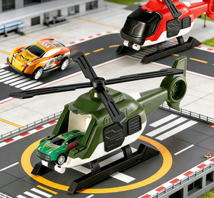 Jouet avion avec piste de catapulte pour garçons, modèle d'hélicoptère et d'avion de passagers, voiture à inertie pour taxiage - Product Image 5