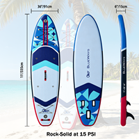 Planche de paddle gonflable bleu marine et rouge 335x91x15cm, largeur 36 pouces, kit DWF Drop Stitch avec logo Globe, usine OEM BSCI