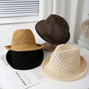 Chapeau d'été rétro artistique japonais pour femme, chapeau de jazz tricoté respirant, chapeau décontracté en paille de papier pour homme pour l'extérieur - Product Image 1
