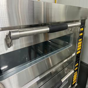 เตาอบแก๊สสองถาดชั้นเดียวที่มีประสิทธิภาพสูงอุปกรณ์อบขนมปัง<span class=keywords><strong>เค้ก</strong></span>พิซซ่าควบคุมอุณหภูมิได้อย่างแม่นยำ - Product Image 3