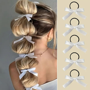 5 Pieces/Set Temperament Exquisite High Elasticity Multicolored Bowknot Hair Tie <b>Sweet</b> Vintage Women's Hair Ties Fashion Jewelry - Product Image 4