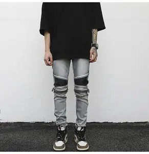 Tùy Chỉnh Thiết Kế Rock Hồi Phục Người Đàn Ông Của Jeans Phun Sơn Skinny loe Tie Dye Đau Khổ Dây Kéo Rửa Jeans Quần Cho Nam Giới 2023