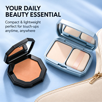 Ensemble de poudres compactes pour le visage 2 en 1, poudre pressée, contrôle du sébum, fini mat, longue tenue, estompe les pores, retouche rapide, miroir, houppette, beauté