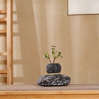 Nordique Simple personnalité noir résine pierre flottant lévitation magnétique intérieur extérieur bureau à domicile bonsaï Pots pour plantes