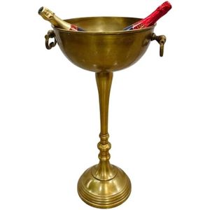 Cubo de Hielo Metálico Vintage Art Deco para Bebidas, Enfriador de Bebidas, Decoración para Fiestas, Diseño Floral Duradero, Capacidad de 10L para 3-4 Personas - Product Image 1