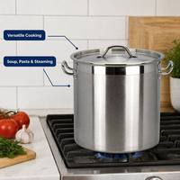 Marmite à soupe commerciale Smartpan en acier inoxydable 304 avec couvercle à double poignée, grande capacité, pour cantine et stockage d'eau, casseroles durables