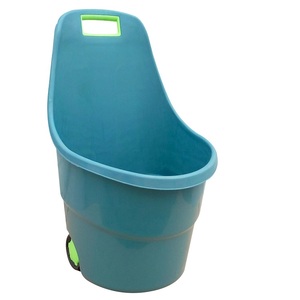 Chariot à roulettes rond en plastique portable pour jardin, seau à feuilles et déchets portable pour cour - Product Image 1