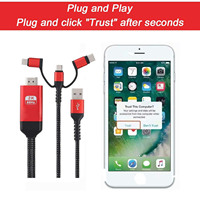 Câble adaptateur micro USB C 3 en 1 HD 1080P compatible avec les téléphones, les téléviseurs/projecteurs/moniteurs, les applications de microphone
