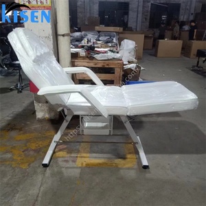 KISEN Hot Sale Massage Table Portable Massage <b>Bed</b> <b>Backrest</b> Adjustable Salon Spa <b>Bed</b> 2 Section Folding White - Product Image 3