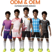 Tenues de football par sublimation, ensembles personnalisés avec broderie, maillots de football à séchage rapide, kits de football respirants pour enfants ZZ-RT1994