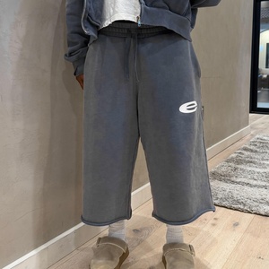 Manufacturer Custom Print <strong>Men's</strong> Distressed Knee Length Capris Sweatpants Washed Acid Wash <strong>Baggy</strong> Vintage 3/4 Sweat Jogger <strong>Shorts</strong> - Product Image 2