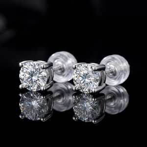 Pendientes de botón de oro blanco de 14K con vermeil y plata de ley 925 con moissanita VVS para mujer y hombre, joyería elegante de 3 puntas, regalo para cualquier ocasión - Product Image 5