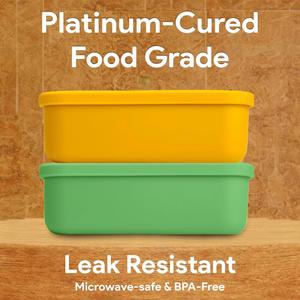 Silicone Reusable Food Meal Prep Storage Container 3 <b>Compartment</b> Fruit Silicone Preservation Kids <b>Lunch</b> <b>Box</b> Food Storage Silicon - Product Image 3