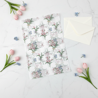 Papier de soie imprimé tulipes rose et vertes pour Pâques, 17 g/m², 50x70 cm, pour doublure de boîte à savon, emballage de bougies parfumées, emballage de fleurs séchées - Grande Vente
