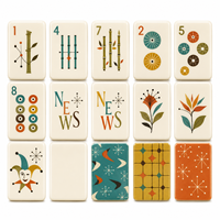 Tuiles de mahjong américaines en acrylique à 4 couches, motif atomique rétro, tuiles de jeu de mahjong pour les jeux de loisirs en intérieur