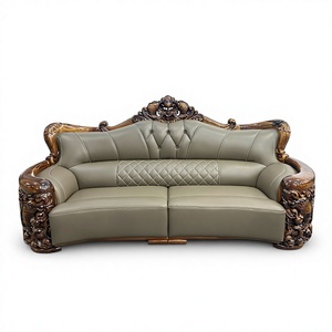 Sofá de cuero genuino con respaldo capitoné y brazos enrollados para sala de estar, juego de sofás de cuero con respaldo capitoné y brazos enrollados - Product Image 6