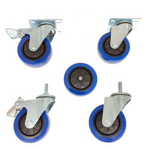 Roues de chariot industrielles robustes en PU de <span class=keywords><strong>3</strong></span>, 4 et 5 pouces avec noyau en plastique, pivotantes, en acier inoxydable, avec frein de blocage pour meubles - Product Image 4