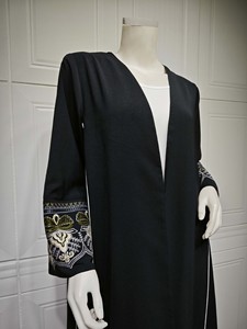 Yibaoli fabricante buena calidad señoras Abaya Kimono abierto Dubai 2024 mujeres vestido musulmán negro musulmán cárdigan - Product Image 5