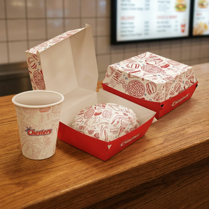 Boîte à hamburger en papier personnalisée de haute qualité, vente en gros, emballage alimentaire de qualité supérieure pour la restauration rapide à emporter - Product Image 1