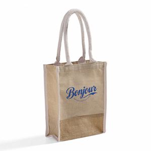 Durable <b>Small</b> Jute Blend Tote <b>Bags</b> Edge Trim Full <b>Side</b> Fixed Shape School Church Wedding Corporate Birthday Gift <b>Bags</b> - Product Image 3