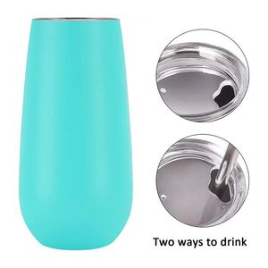 Vente en gros Chfirmagne Gobelet à vin sans pied 6oz, en acier inoxydable à double paroi, isolé sous vide, idéal comme cadeau - Product Image 4