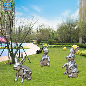 Stainless Steel Rabbit Sculpture Mirror Finish Outdoor Garden Decoration Animal Figurine Freestanding Lawn Ornament - Product Image 3