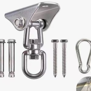 Ganchos colgantes de acero inoxidable 304 para hamaca de yoga, hebillas de fijación con anillo y tornillos - Product Image 2