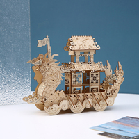 Festival chinois traditionnel en bois créatif carrousel Puzzle jouet Royal découpé au Laser Design Dragon Boat Jigsaw Puzzle