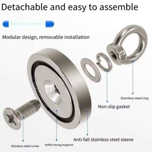 Potente Imán Industrial de 80 kg-200 kg de Fuerza de Tracción, Imán de <span class=keywords><strong>Pesca</strong></span> con Argolla y Cuerda de Recuperación de Alta Resistencia con Servicio de Doblado - Product Image 3