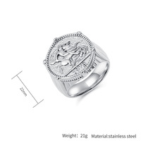 Bague personnalisée Saint George Dragon en acier inoxydable, or et argent, ciselée, pour homme, style vintage 1978, avec coffret cadeau
