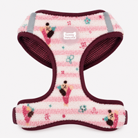 Harnais pour chien Sunraymascota personnalisé en polaire Teddy doux et pelucheux, réglable, simple, élégant, de luxe, respirant, en maille dorée