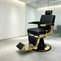 Fauteuil de Barbier Hydraulique Doré pour Salon de Coiffure et Barbier
