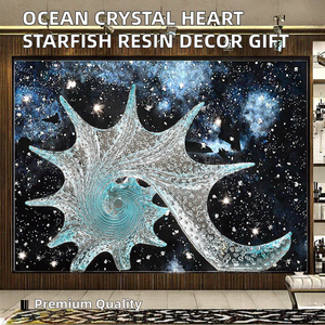 Bostone Art en résine de luxe léger et moderne, motif Cœur Étoile de mer Cristal Océan, pour décoration d'intérieur d'anniversaire, modèle de table de haute qualité - Product Image 2