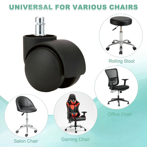 Roulettes de mobilier en plastique de 2 pouces avec anneau de fixation supérieur, axe pivotant et <span class=keywords><strong>frein</strong></span> interne pour chaise de bureau - Product Image 4