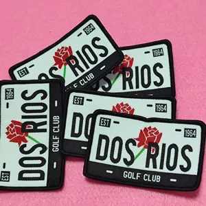 Venta caliente por encargo elegante dibujos animados colorido Logo Iron-on Damasco pequeña etiqueta tejida parches bordados