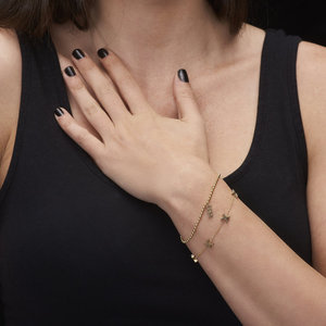 Joyería de acero inoxidable para mujer y niña, brazalete con Cuentas pequeñas de oro PVD, cadena de bolas, colgante con nombre, 2023 - Product Image 4