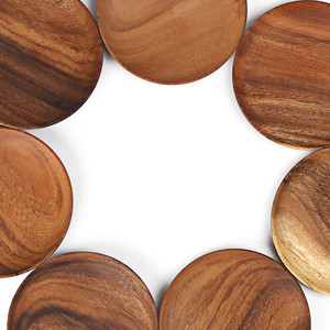 Acacia <strong>Wood</strong> Dinner <strong>Plates</strong> Round Acacia <strong>Wood</strong> <strong>Plate</strong> Set Easy Cleaning Lightweight for Dishes Snack Dessert - Product Image 2