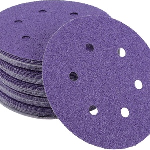 Disco de Papel de Lija UWIN de 5 Pulgadas, 6 Agujeros, Grano 80+ 800+, Morado Medio, con Respaldo de Película Cerámica, OEM, para Reparación de Pintura Automotriz y Procesamiento de Metales - Product Image 1