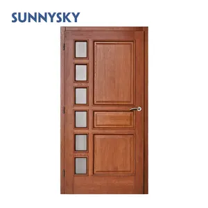Customize Luxury solid teak wood single design plain bedroom wooden door for interior